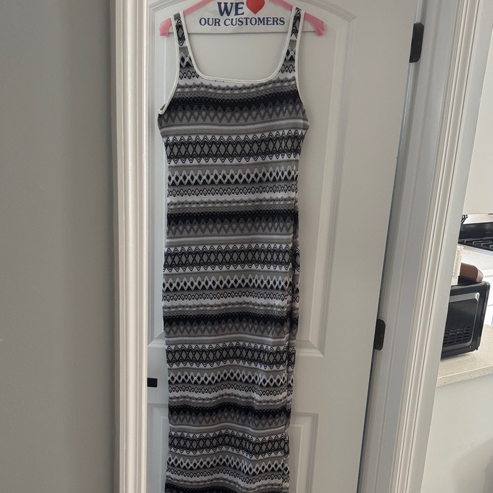Black and White Patterned Maxi Dress